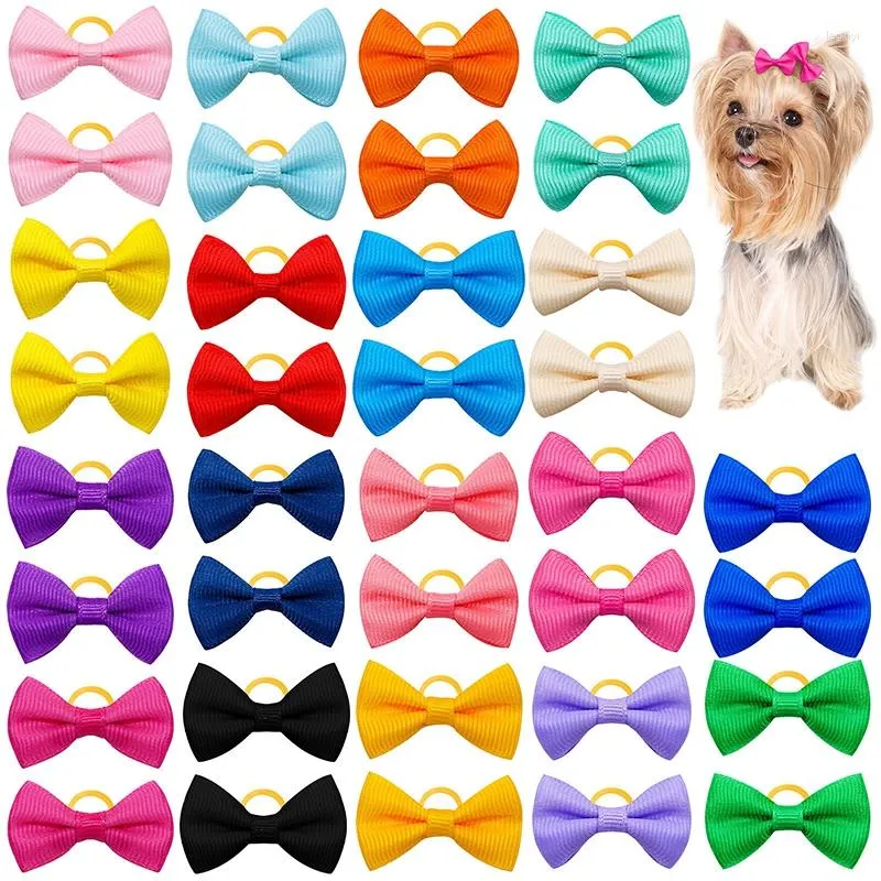 Vêtements pour chiens 10/20/30pcs couleurs mélangées arcs cheveux de chat accessoires de toilettage accessoires de toilettage pour animaux de compagnie bandes de caoutchouc