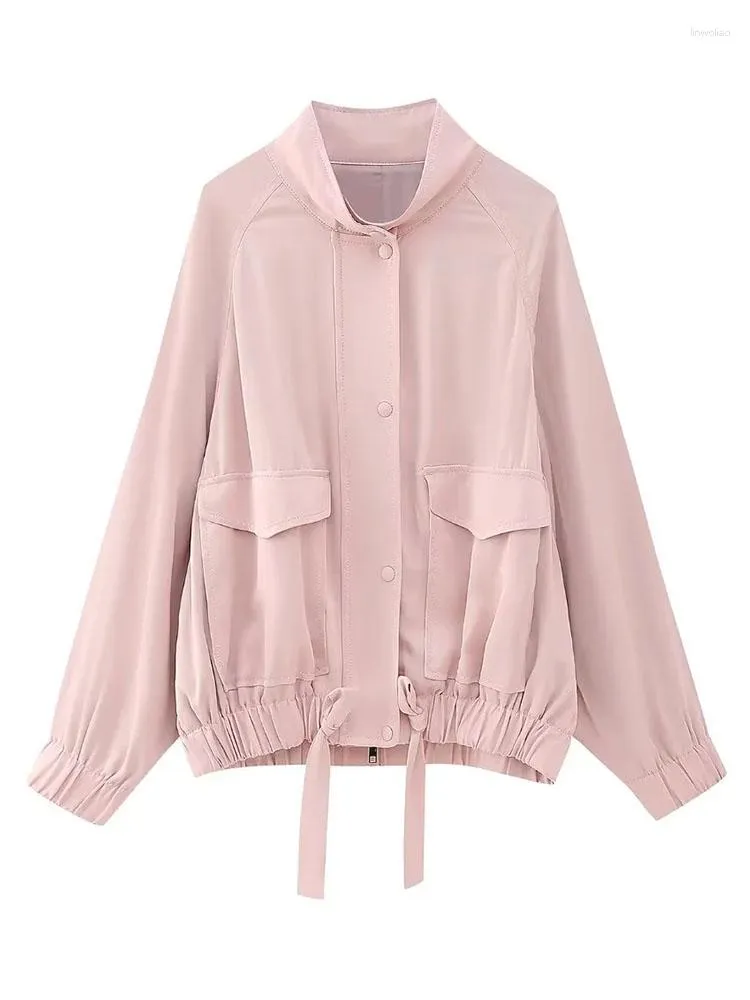 Damesjassen Bomberjack Oversize roze vrouw zomer lange mouw in jassen voor dames mode streetwear overjas