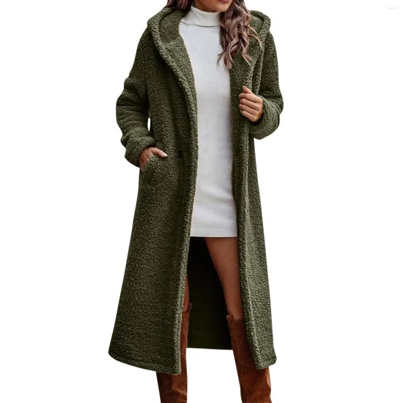 Women's Jackets Faux Hooded Coats Winter Warm Coat Oversized Outerwear Long Cardigan Light Weight Fur Plush Jacket For Women 2023