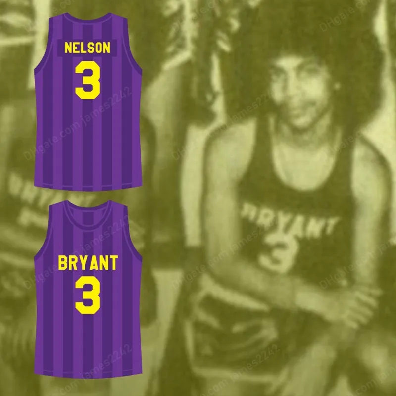 Prince Nelson #3 High School Basketball Jersey Men's Purple Stitched Truithy أي رقم رقم قمصان