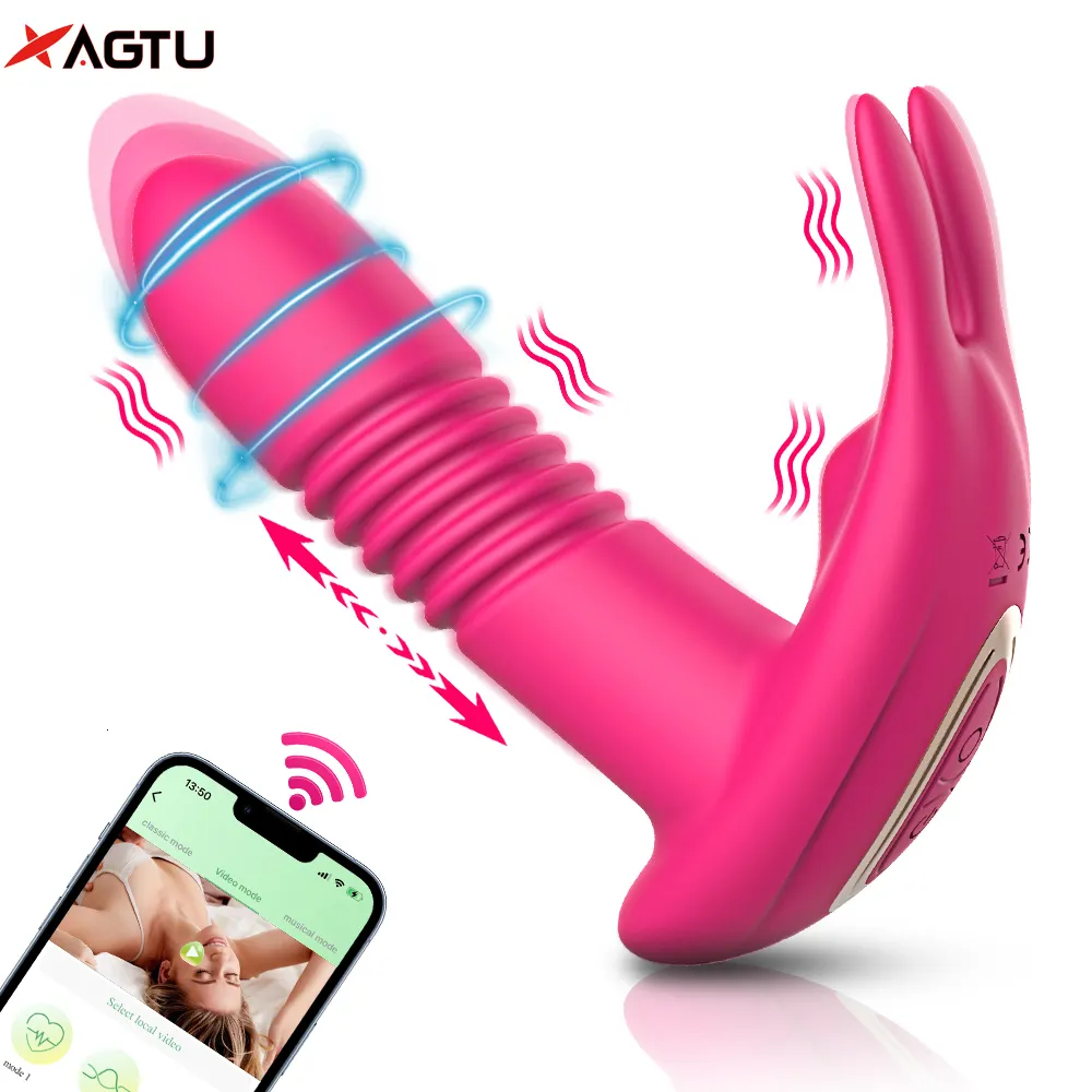 Giocattoli per adulti APP Controllo vibratore di spinta per le donne Rotante Telescopico Dildo G Spot Massaggio Clitoride Stimolatore Giocattolo del sesso 230911