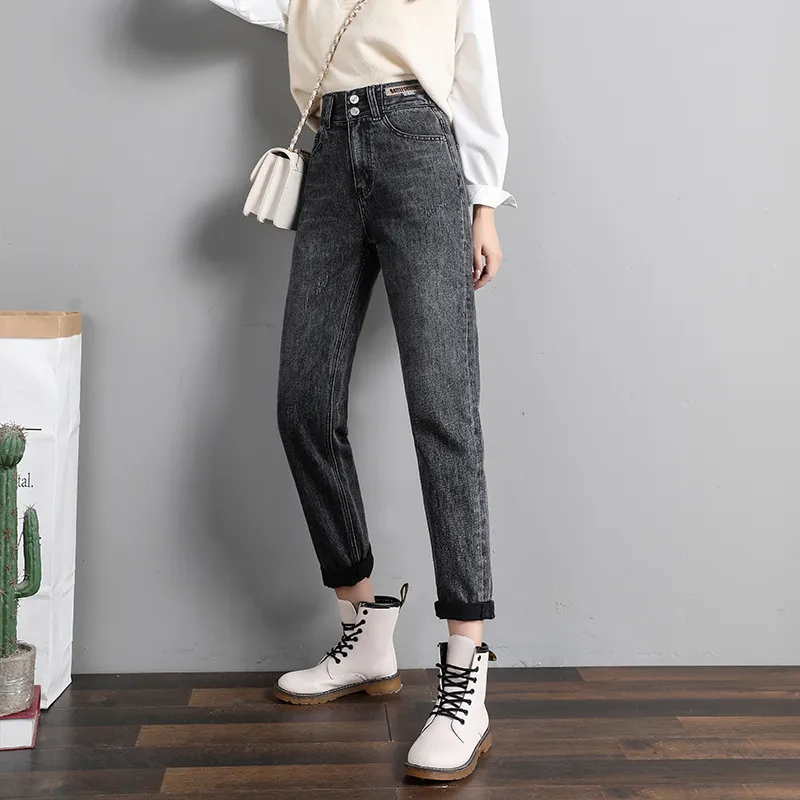 Dziewczęta jeansy jesienne nowe wszechprepinujące studenckie dżinsy koreańskie marka mody podwójna klamra damska odzież xiaohongshu gorąca sprzedaż