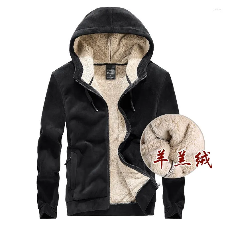 High Quality Mens Lamb Wool Fleece Lined Hoodie With Fleece Hood