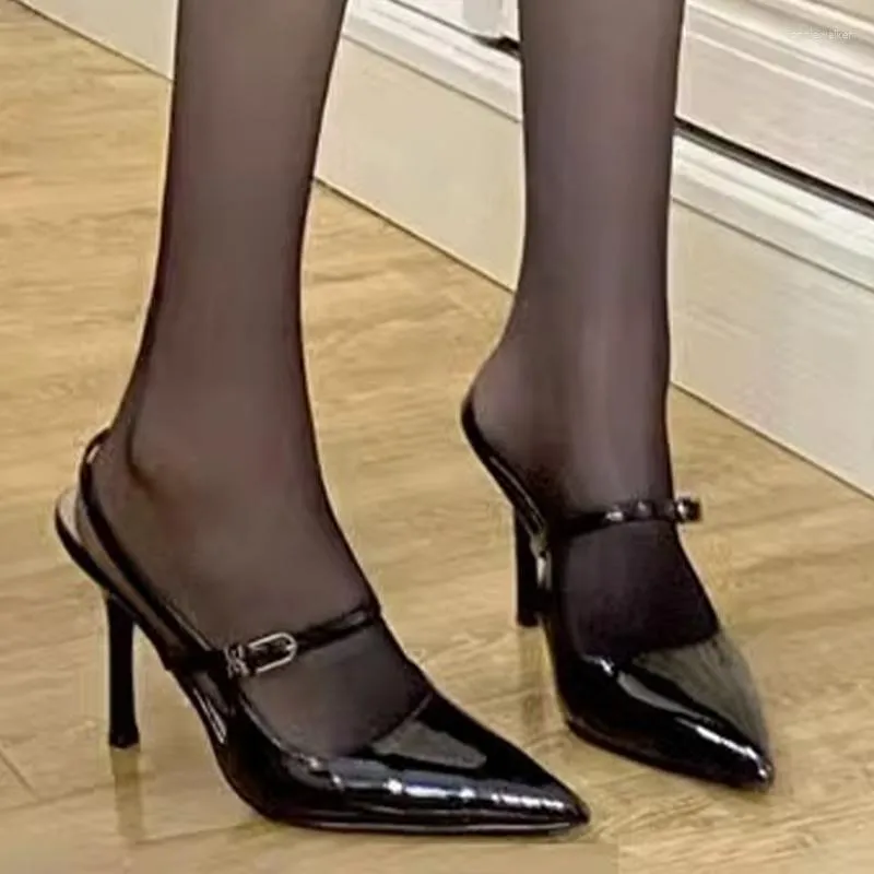 Sandalet Seksi Kadınlar Stilettos Yüksek Topuklu Moda Elbise Ayakkabıları Trend 2023 Slingback Slaytlar Saç Pompalar Yaz Partisi