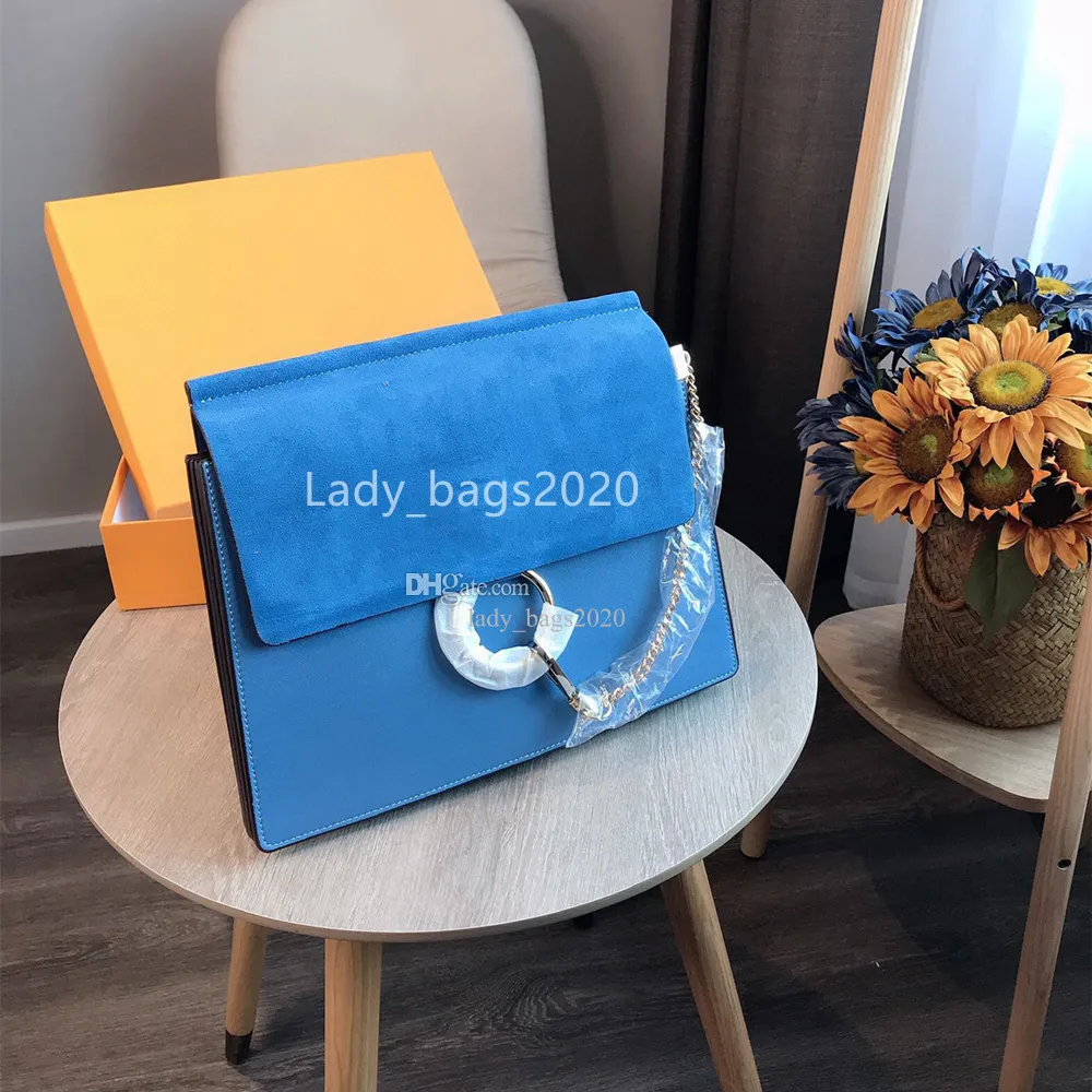 Yeni Klasik Ladys Süet Zincir Çanta Çember Yüzük Omuz Çantaları Kadın Lüks Tasarımcı Flep Zincir Çantası Crossbody Lady Handbags Messenger Cüzdan