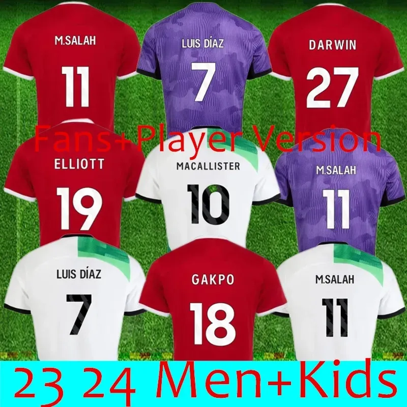 23 24 Soccer Jerseys Kids Kit Home Away Third 3rd 2023 2024 Mohamed Diogo Luis Diaz Alexander Arnold Football Shirts Mac Allister Henderson Gakpo Elliott Diogo J.