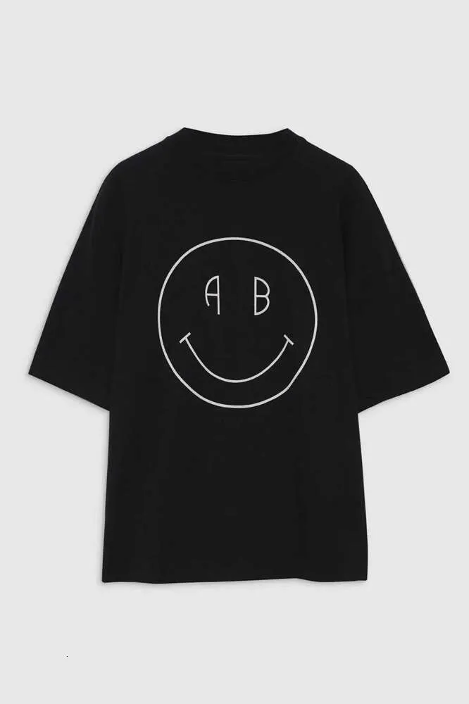 a Bing Women Desginer Fashion Classic t Shirt Ab Niche Smiley Face Letter Print Round Neck Loose Short Sleeve T-shirt 888ess