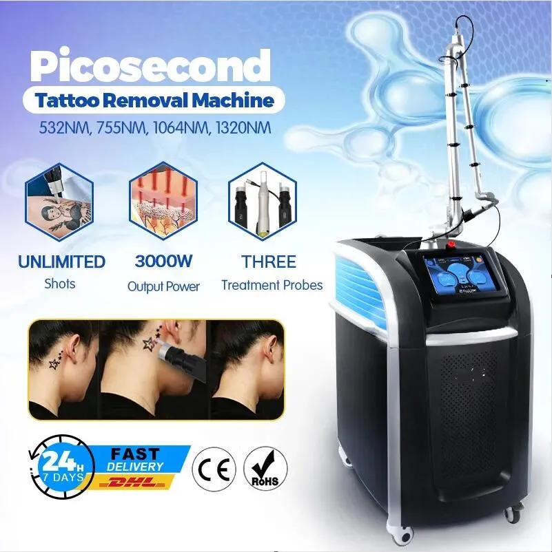 Prezzo di fabbrica Macchina per la rimozione del tatuaggio laser a picosecondi Ringiovanimento della pelle Rimozione del pigmento laser Pelle che stringe la pelle sbianca la macchina per la rimozione delle lentiggini