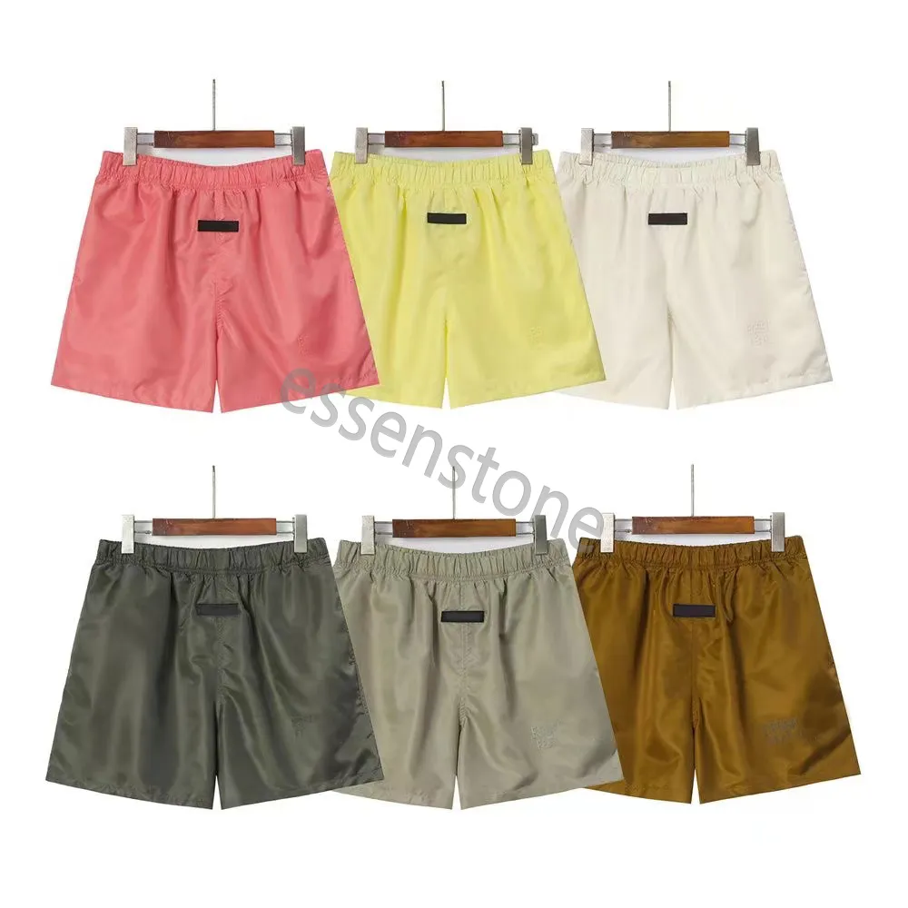 ESS Casual sportbroek voor heren, gladde waterdichte shorts, shorts met trekkoord, trendy ontwerp, effen angsten voor god, polyester shorts, middellange lengteopties beschikbaar