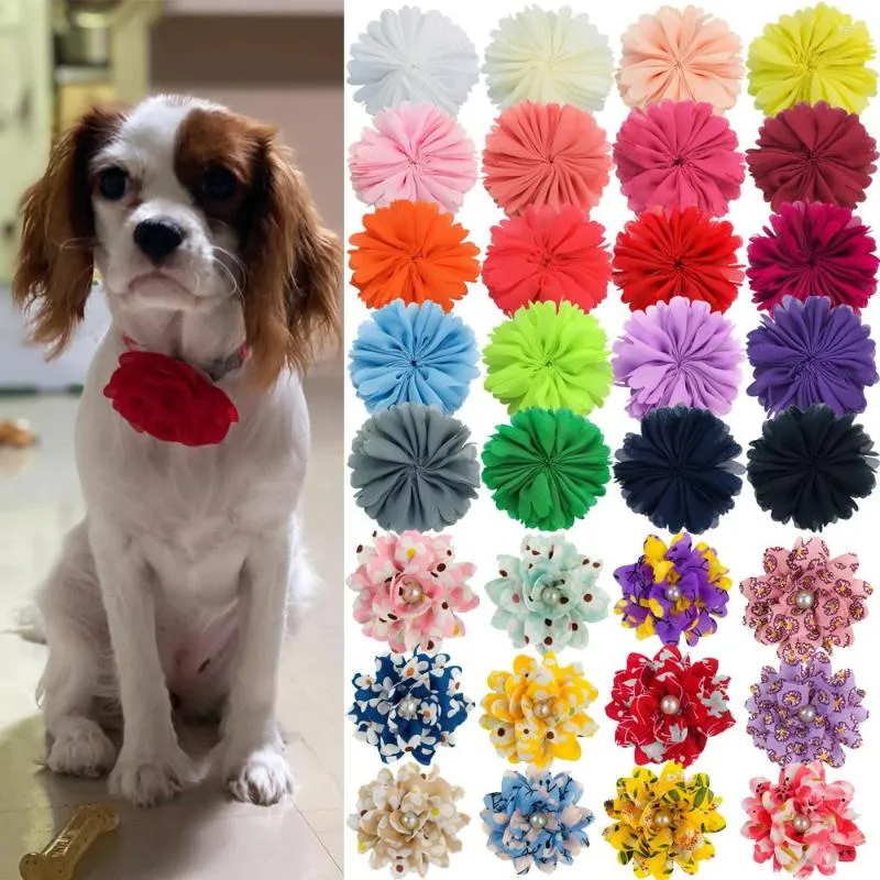 Dog Apparel 10pcs Flower-Collar Bow Tie Supplies Slidable Pet Collar Accessories Small Cat Bowties Charms