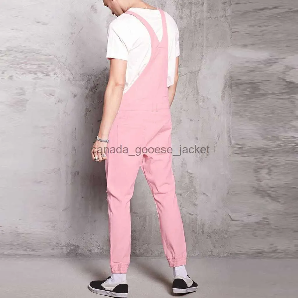 Men s Jeans calca masculina Hole Pocket Jeans Overall Jumpsuit Streetwear Overall Suspender Pants Jeans Men Slim Fit Mens Brand4675556L230911