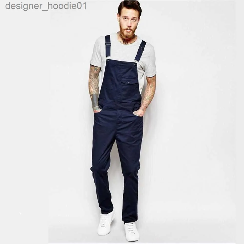 Amazon.com: AXEBHPED Men Denim Jumpsuit Hip Hop Streetwear Hole Ripped Jeans  Overalls Cargo Pants Freight Trousers Blue S: Clothing, Shoes & Jewelry