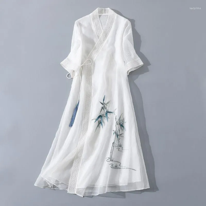 Ubranie etniczne 2023 Summer qipao cheongsam chiński styl sukienka damska ręcznie malowana hanfu ulepszona starożytna