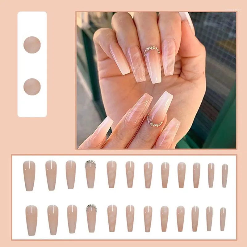 24Pcs Shiny White Ballerina Coffin False Nails Short Artificial Fake Nails  With Jelly Glue Full Cover Finger Tips Manicure Tool - AliExpress