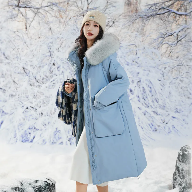 Plus Size Parka Coat Winter Down Jackets With Hood, Fox Fur Collar, And  Warm Outerwear In Black And Blue Available In 3XL, 4XL And 5XL From Tomwei,  $89.83