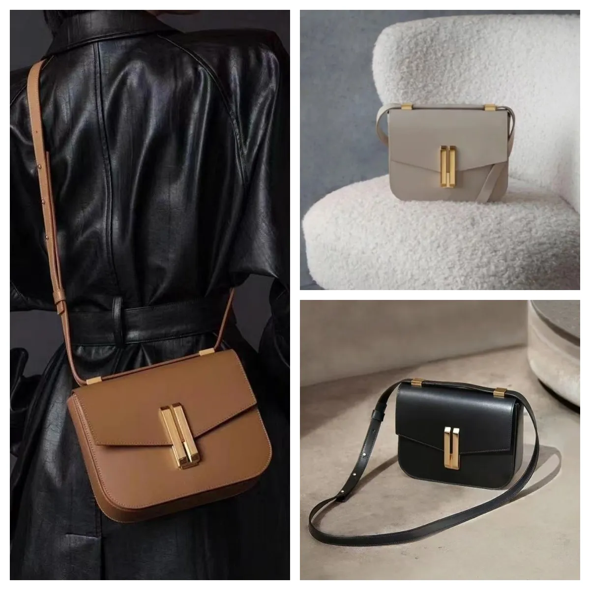 Evening Bags Women's Luxury Demelliers Handbag Designer Handbag Shoulder Crossbody Bag 2023 New Fashion Textured Leather Shoulder Light Small Square Bag