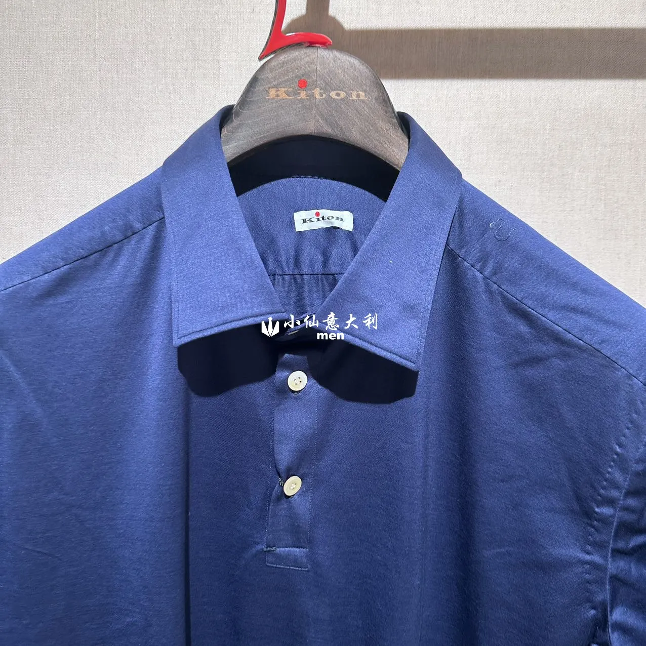 Polos masculinos verão kiton algodão azul marinho camisa polo de manga curta