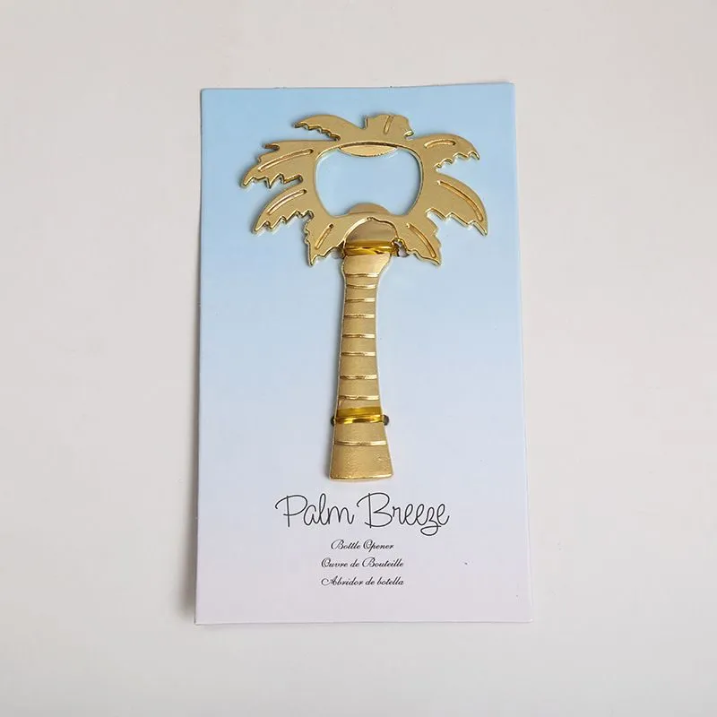 Wedding Favors Coconut Palm Tree Breeze Gold Alloy Beer Bottle Opener Party Gifts Supplies DHL 