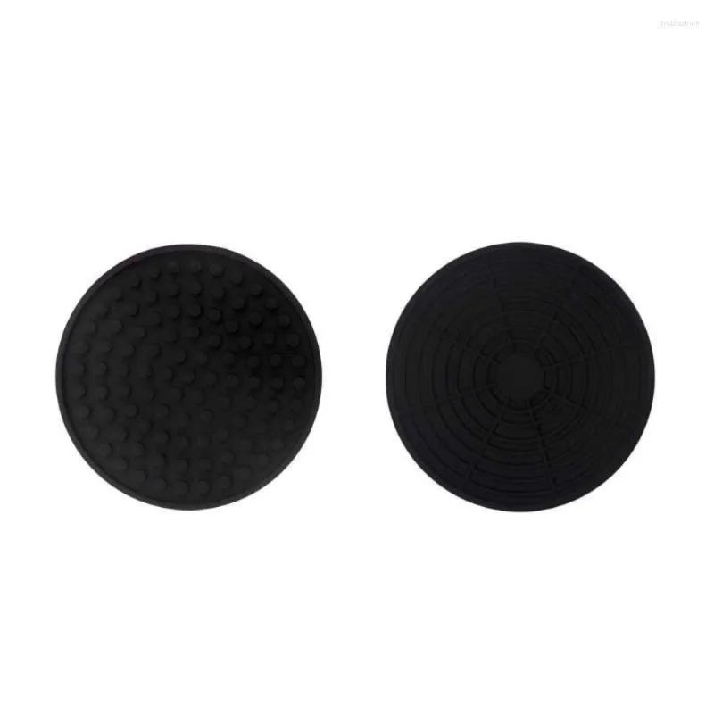 Tapis de table en silicone noir - Sous-verres - Rotondité - Design antidérapant - Coussin isolant 10,9 cm