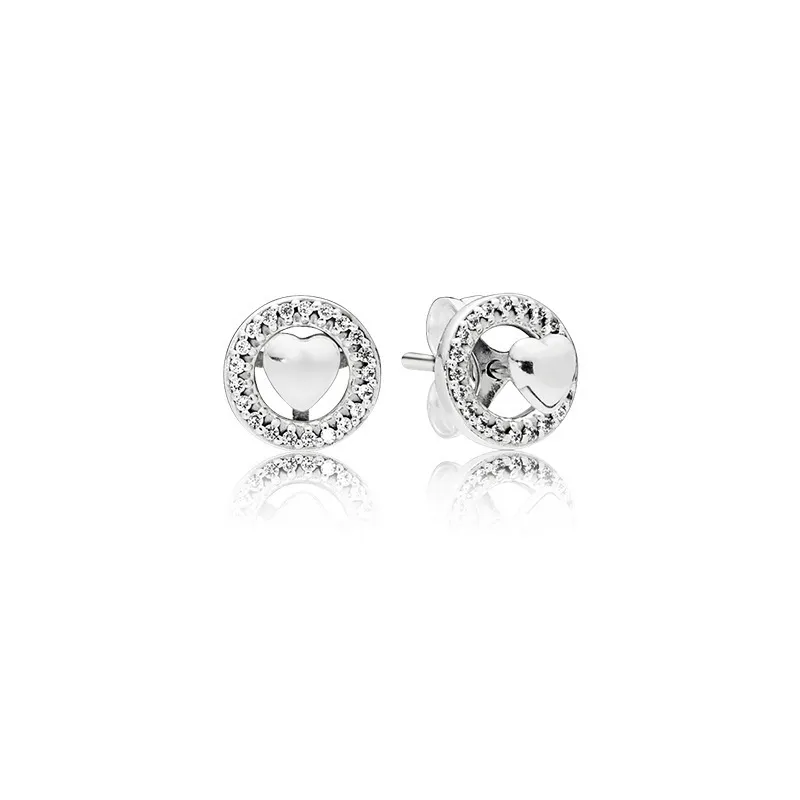 Authentische Pando Ra Forever Hearts Ohrstecker S925 Sterling Silber Feiner Damen-Ohrring kompatibel mit europäischem Schmuck 297709CZ Ohrring