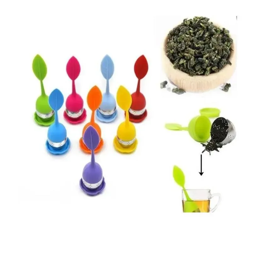 UPS Coffee Tea Tools Creative Teapot Strainers Sile Spoon Infuser With Food Grade Leaves Shape Stainless Steel Infusers Strainer Filte Otvda JJ 9.12