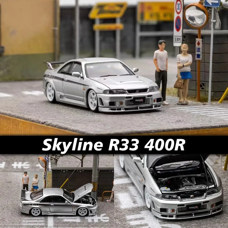 Stokta Diecast Model FH 1 64 Skyline GTR BCN R33 400R Açılan Kaput Diorama Araba Koleksiyonu Minyatür Carros Oyuncaklar Fokal Horizon 230912