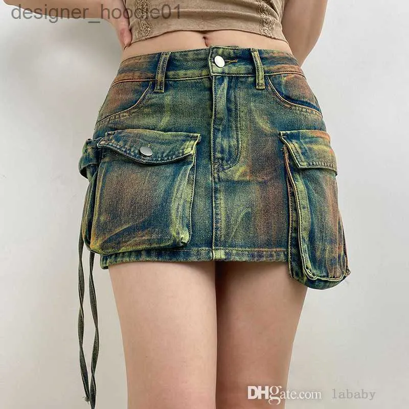 Fashion Women Pocket Cargo Shorts Hot Pants Slim Mini High Waist Denim  Trousers 