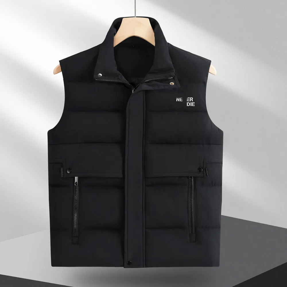 디자이너 Maya Mens Down Vest Womens Stand Collar Down Vest Winter Jacket 자수 가슴 배지 따뜻한 인쇄 배지 Winter Overcoat Sleeveless