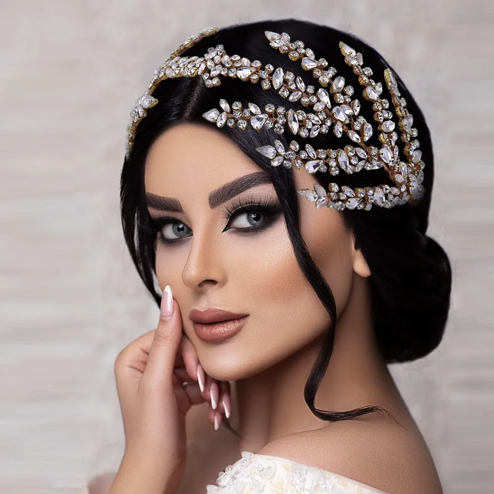 Gold Hair Accessories Sparkling Crystal Headband Jewelry  display picture 1