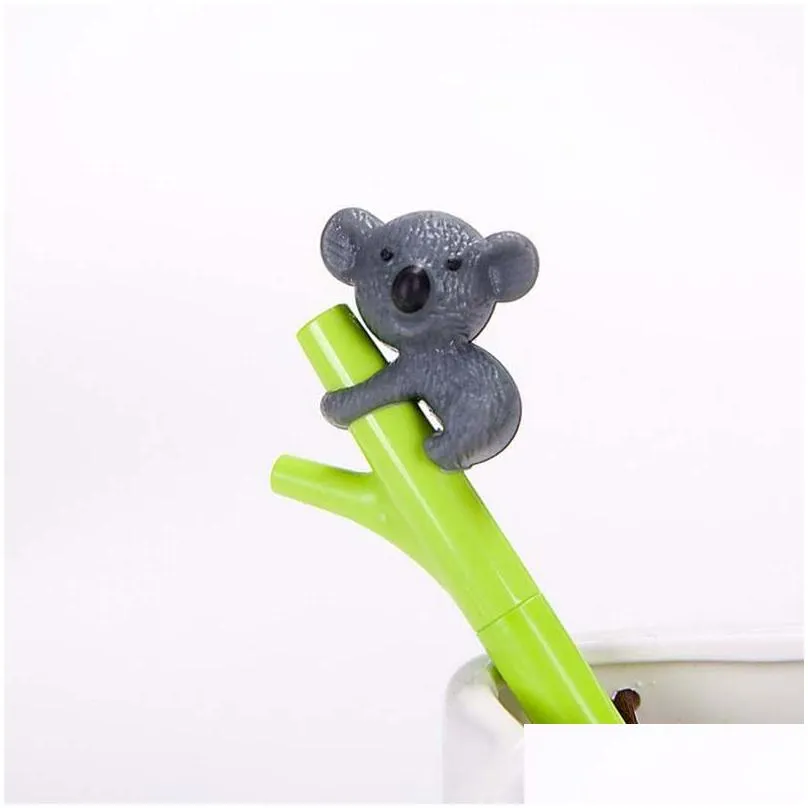 Gelstifte Großhandel 25 stücke Nette Koala Bär Stift Zum Schreiben 0,5mm Roller Ball Schwarz Farbe Büro Kawaii Schreibwaren Zubehör schule D Oto3F