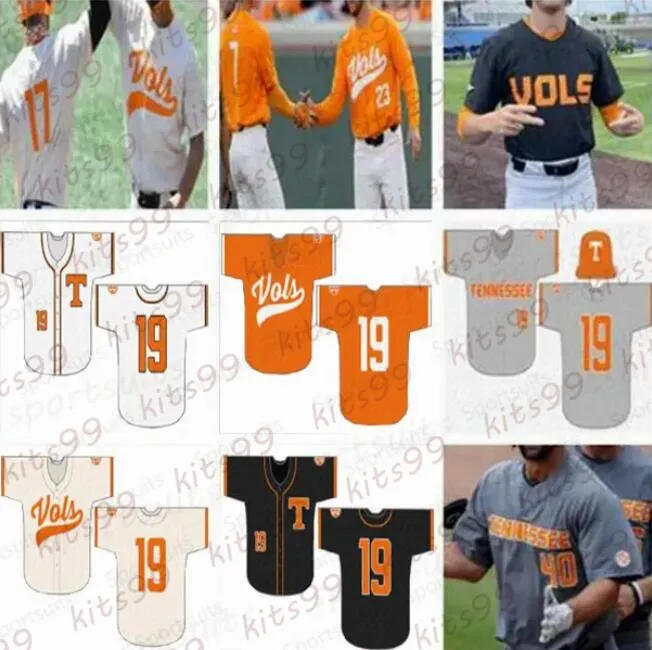 カスタムテネシーボランティアVols College Baseball Jersey Mark McLaughlin Zander Sechrist Drew Gilbert Christian Moore Cortland Lawsom Christian Scott