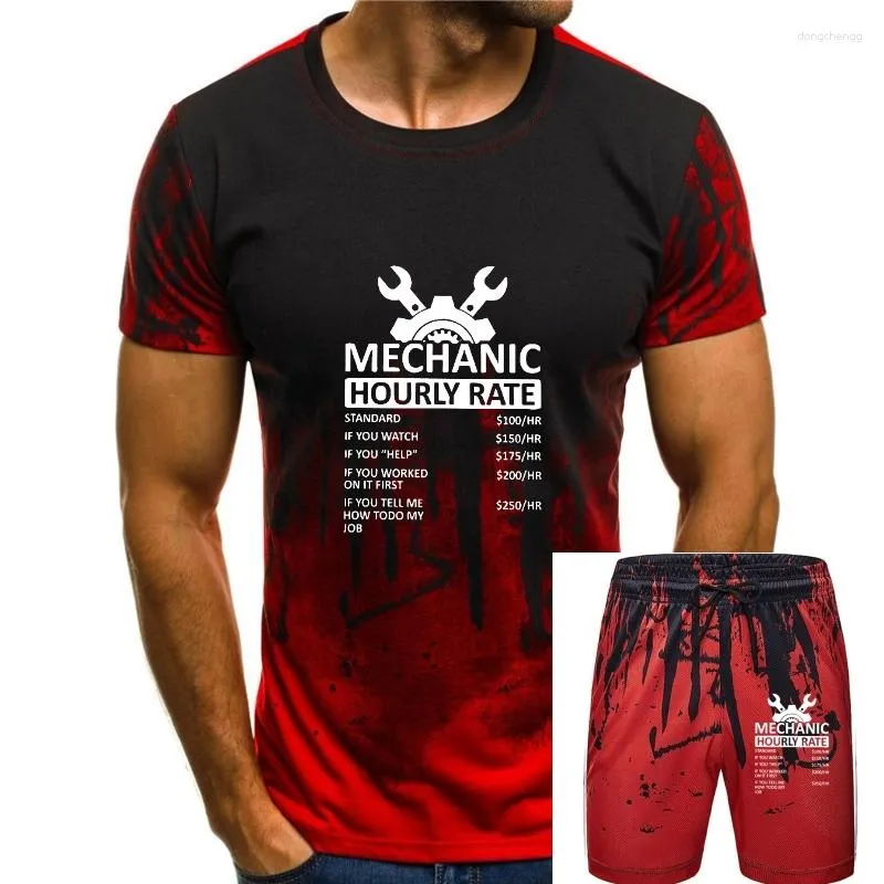 Men Terts Tee Mechanic Rate كل ساعة فريدة من نوعها قميص القطن النقي للسيارة مهندس هدية ملابس Tshirts