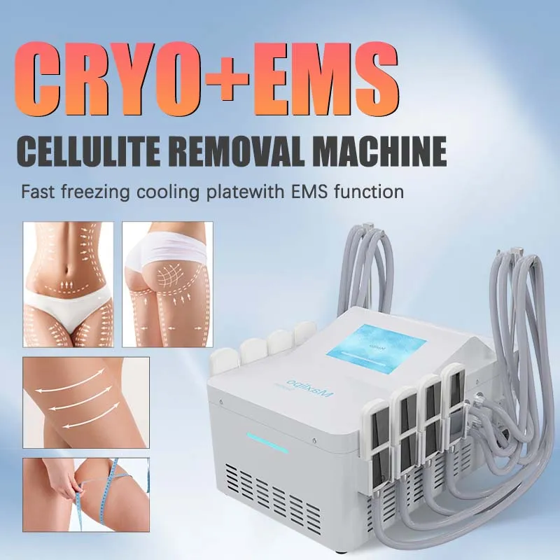 CE -godkännande EMS Cryoterapi Cryo Cold Body Sculpting Machine 8 Pads Cryolipoly Cryo Pad Cellulite Reduction Fat Freezing Beauty Machines för SPA Use