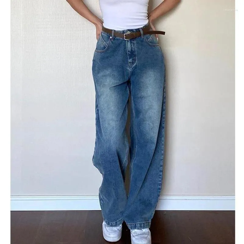Jeans pour femmes Streetwear Hip Hop Vintage taille haute Boyfriend en détresse surdimensionné pour pantalons femmes Denim pantalons à jambes larges bas