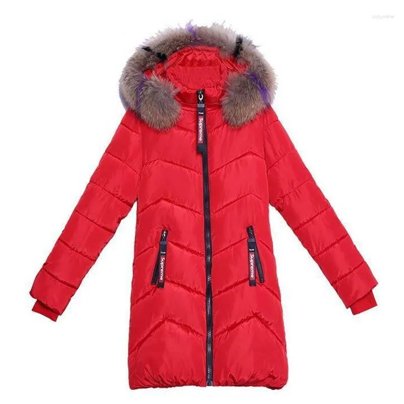 Casacos de trincheira feminina Moda por longa jaqueta acolchoada de algodão inverno 2023 versão coreana colarinho solto colarinho manchado mando