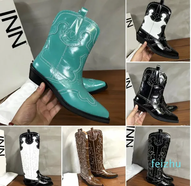 Designer Embroidered Western Boots Fashion American boots high quality Cow Leather Pointed Cowboy boots