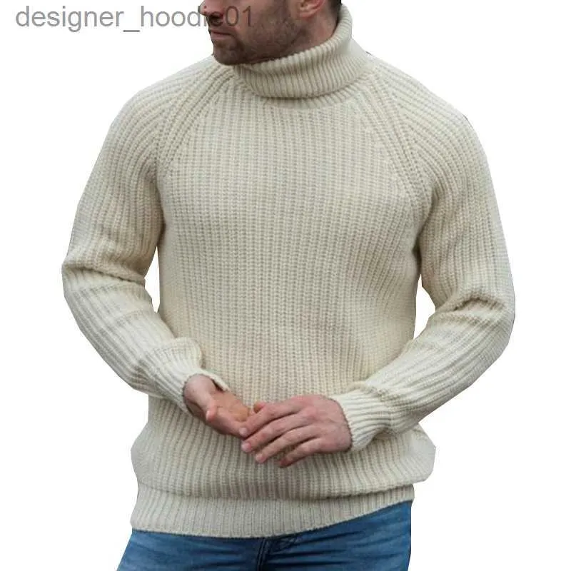 Men's Sweaters Men Turtle Neck Sweaters Autumn Winter Loose Long Sleeve Pullover Bottom Sweater Men Knitwear L230912