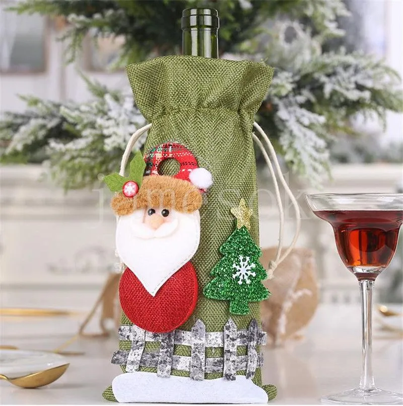 Natal garrafa de vinho capa feliz natal decoração feriado papai noel champanhe garrafa capa decorações de natal para casa de740