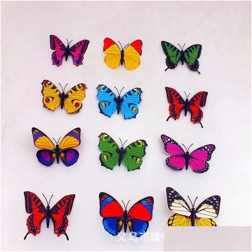 Aimants de réfrigérateur 100 pcs petite taille Colorf trois-Nsional Simation papillon aimant décoration de la maison livraison directe décor de jardin Dhfaz