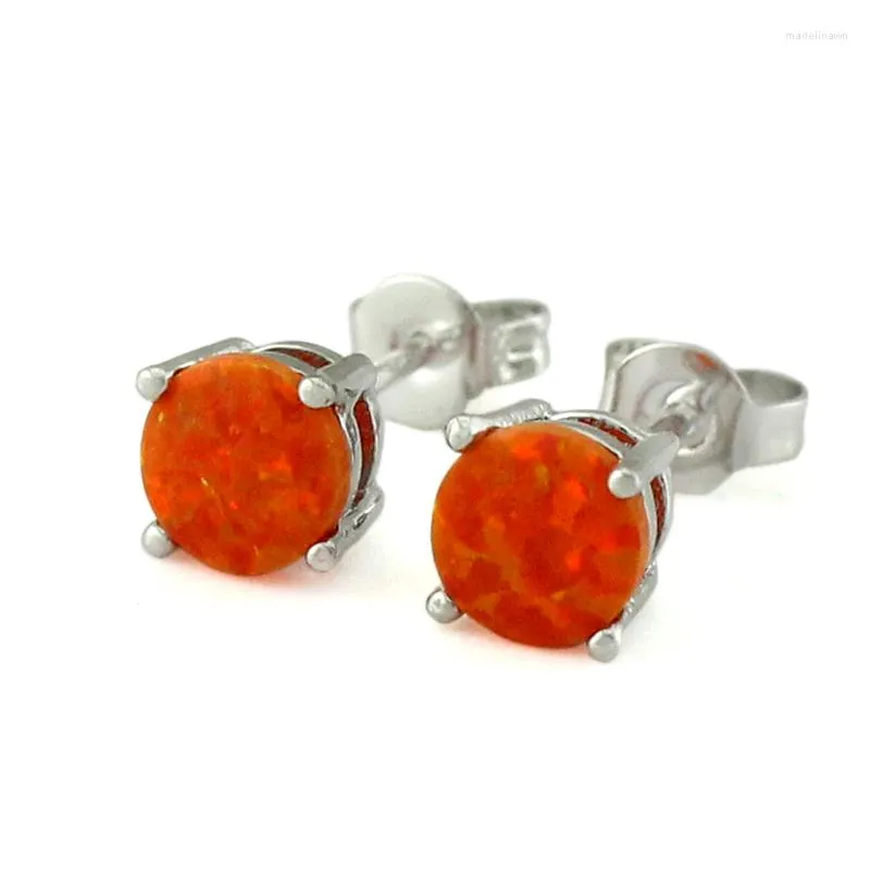 Stud Earrings Amazing Color Orange Fire Opal For Women OE54