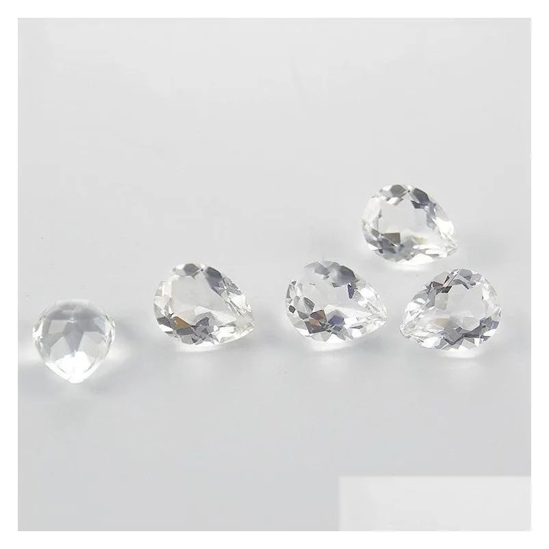 Luźne kamienie szlachetne 10pcs White Topaz Gruszka kształt 10x14-15x20mm Oko przezroczyste jakość dobrego cięcia 100% naturalne na złotą biżuterię Sier Dhgarden dhmh6