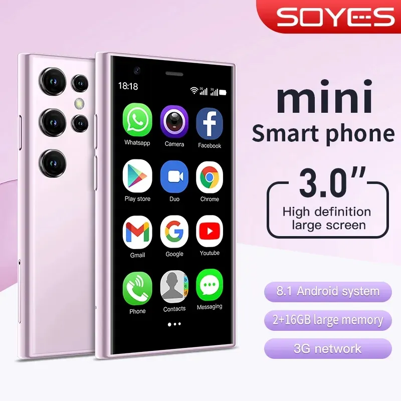 Original SOYES S23 Pro Mini Smartphones Unlocked Android 8.1 Dual SIM 3.0'' HD 1000mAh Battery WIFI Bluetooth 3G Small Mobile Phone