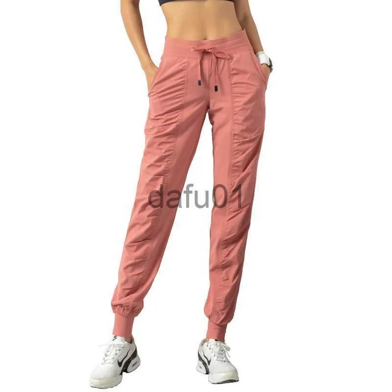 Pantalones activos Pantalones de yoga con cordón y cintura elástica para correr, trajes de yoga, deportes, ajuste holgado, ropa de gimnasia transpirable, pantalón para mujer, correr, fitness, bolsillo, casual, ajustado