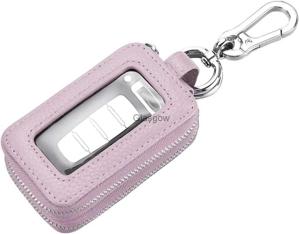 Bilnyckel Belomi Car KeyChain Protective Case Läder Fjärrkontrollväska med hängande sladd och dragkedja SEAL Herr- och kvinnors nyckelskyddsfall (Purple) C230912