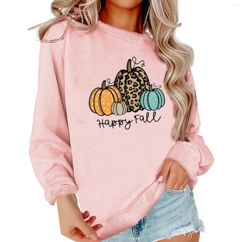 Felpe con cappuccio da donna Felpa con zucca da donna di Halloween Pullover grafico Girocollo Manica lunga Top da donna Canotta corta