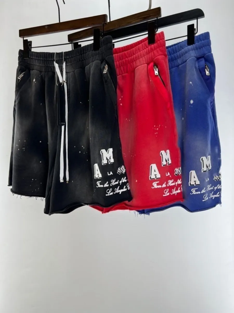 Mens designers shorts calças casuais curto tie-dye vintage colegial shorts bolso esporte unisex shorts hip hop streetwear