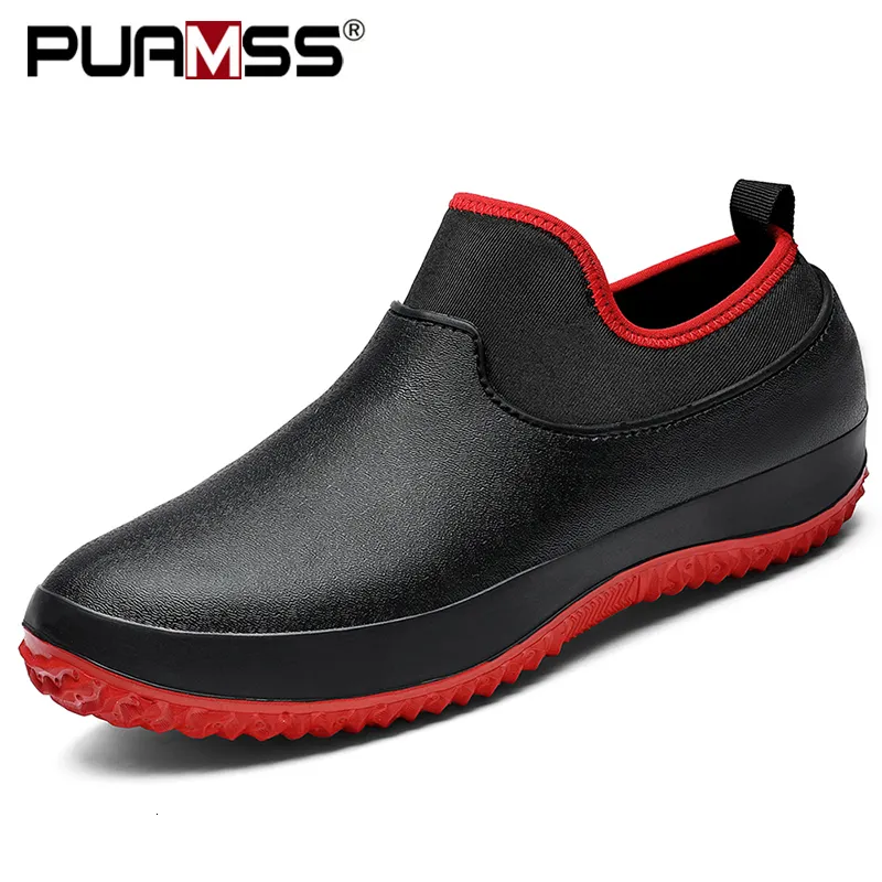 Botas de lluvia Botas de lluvia para hombre, botas cortas de goma impermeables, cómodas y antideslizantes para exteriores, zapatos para Chef, botas de pesca para hombre para clima lluvioso 230912