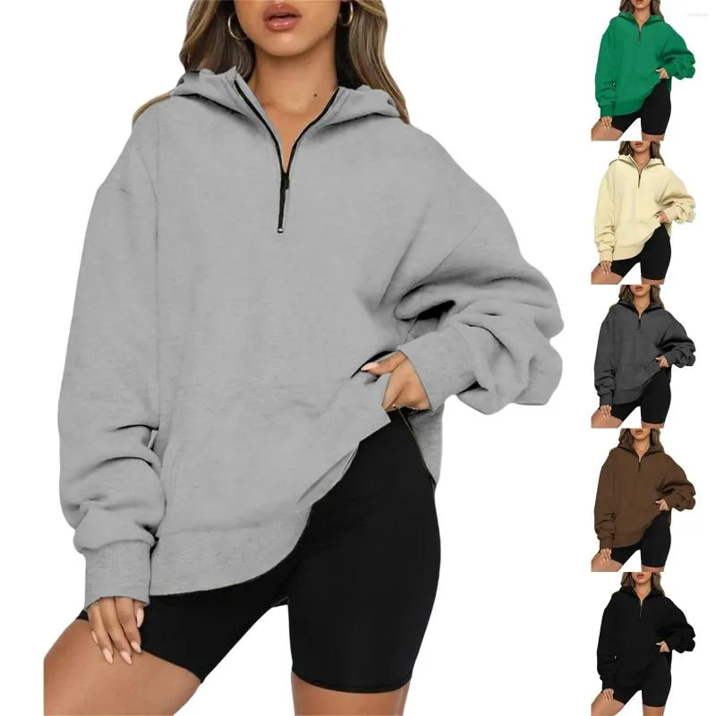 Женские толстовки с капюшоном на молнии, укороченные флисовые женские пуловеры на четверть вверх, свитера, осенние наряды, толстовка с капюшоном 3xl, светло-коричневого цвета