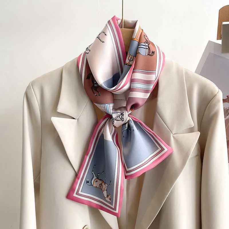 Szaliki mody mały jedwabny szalik kobiety wiosna jesień lato lato mały szalik w stylu koreańsko -krawatowy torba na głowę dekoracja szyi szalik 230831