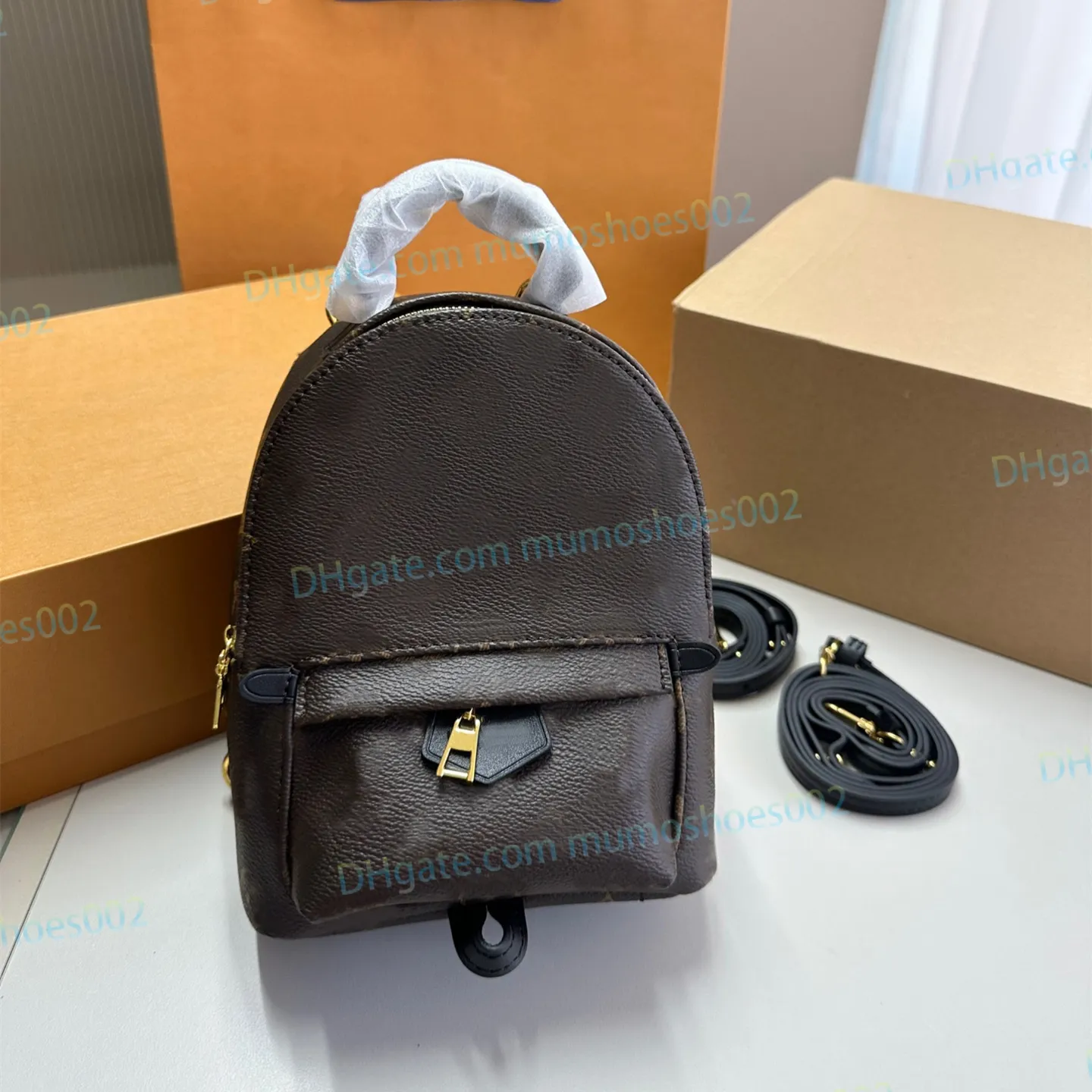 Designer de luxo sacos de ombro moda mochilas estilo realmente couro palma primavera mini mulheres crianças sacos escolares mochila senhora saco de viagem